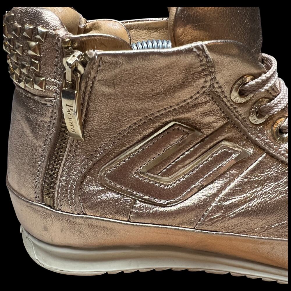 CESARE PACIOTTI Luxury 4US Women's 37/US 7 Gold High Top Sneakers Studs - Picture 15 of 16